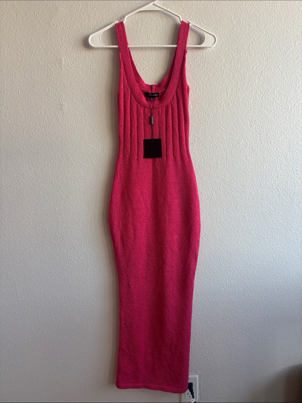 NWT JluxLabel Fitted Sleeveless Knit Maxi Dress in Hot Pink